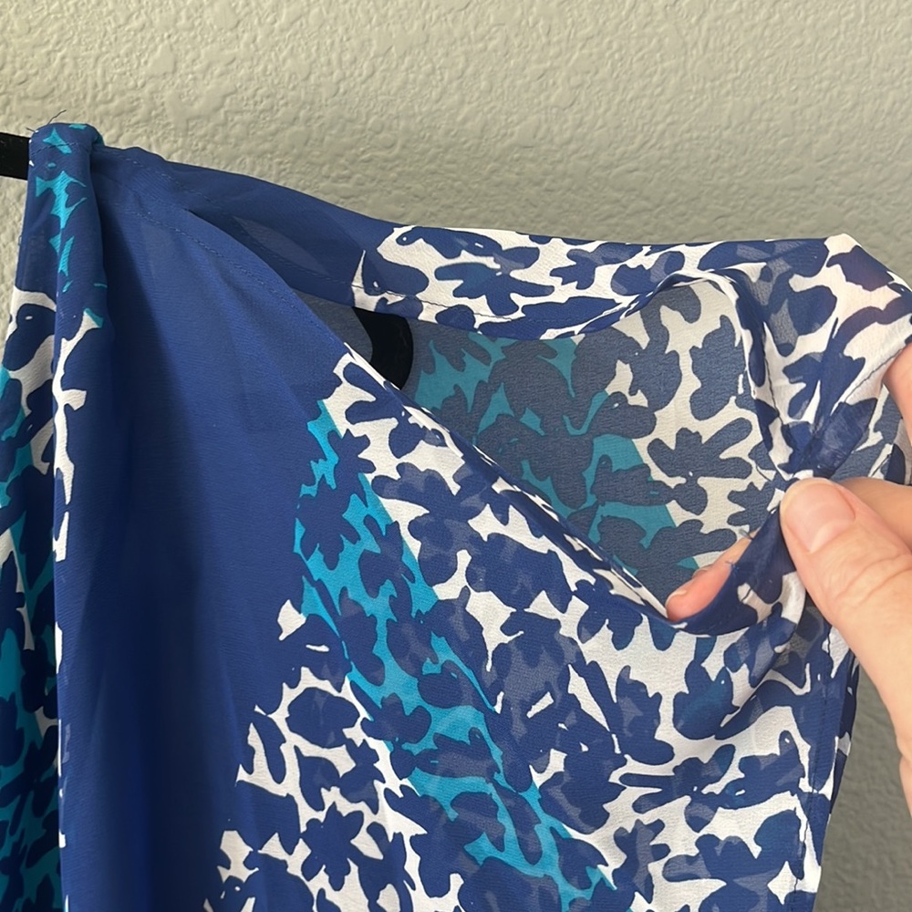 Lovely Sangria women size 18 W blue dress with sheer blue overlay split … - Picture 8 of 8